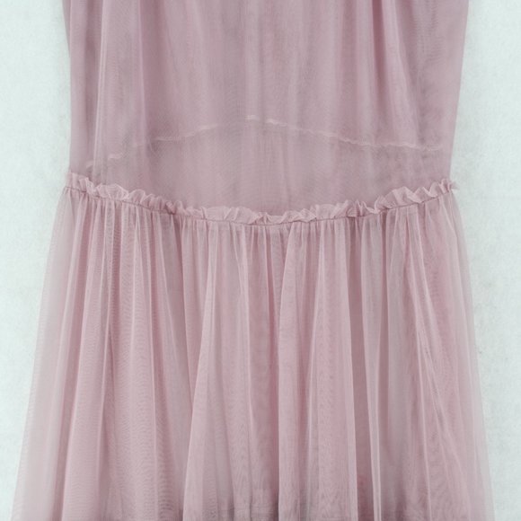 Free People Womens Midi Dress Small Pink Studded Mesh Night Out Tiered Trapeze - Picture 8 of 14